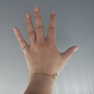 Silver Red and Clear Crystal Stone Wedding Band